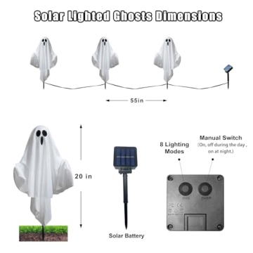 Solar Halloween Ghost Lights 3-Pack for Spooky Decor