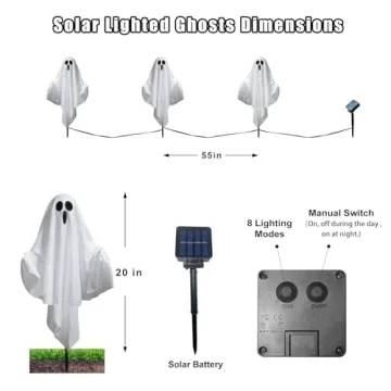 Solar Halloween Ghost Lights 3-Pack for Spooky Decor