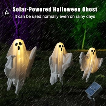 Solar Halloween Ghost Lights 3-Pack for Spooky Decor