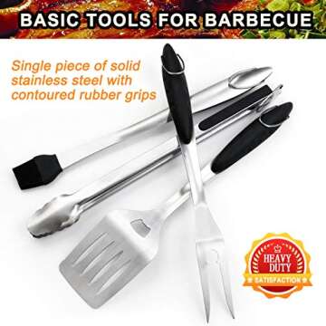 POLIGO 5PCS BBQ Grill Accessories for Outdoor Grill Set Stainless Steel Camping BBQ Tools Grilling T...