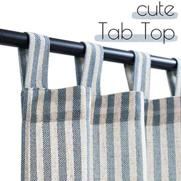 jinchan Tab Top Linen Kitchen Curtains 24 Inch Striped Tier Curtains Ticking Stripe Small Drapes for...