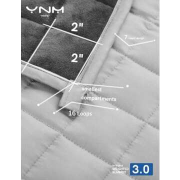 YnM Exclusive Weighted Blanket, Cooling & Cozy Velvet Dual-Sided, Smallest Compartments, Ideal for Two Persons of 110~190lbs on Queen/King/Ca King Bed (88x104 Inches, 25 Pounds, Light Grey)