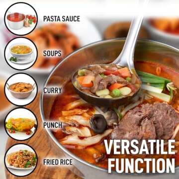 Zulay Kitchen Stainless Steel Cooking Utensil - Stainless Steel Kitchen Utensil - Durable Kitchen Gadgets - Metal Kitchen Accessories - Easy to Clean Kitchen Tools - 12" Soup Ladle