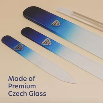 Manicure Pedicure Glass Nail File Set, Toenail & Fingernail Files, Cuticle Trimmer for Gentle Nail C...