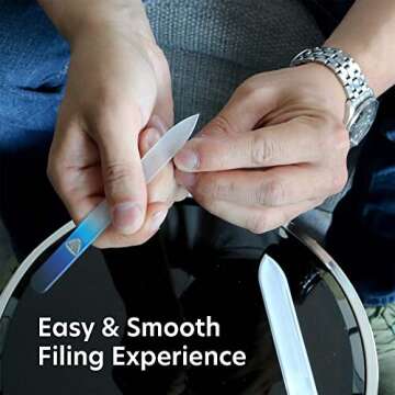 Manicure Pedicure Glass Nail File Set, Toenail & Fingernail Files, Cuticle Trimmer for Gentle Nail Care - Bona Fide Beauty Genuine Czech Glass