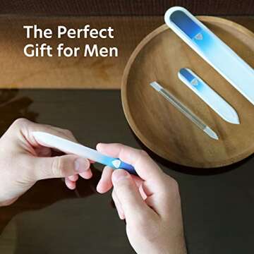 Manicure Pedicure Glass Nail File Set, Toenail & Fingernail Files, Cuticle Trimmer for Gentle Nail Care - Bona Fide Beauty Genuine Czech Glass