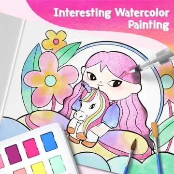 Paint with Water Coloring Books for Kids, 3PCS Watercolor Paint Books Sets, 32 Unicorn Pages Total, Arts and Crafts for Kids Ages 4-6-8-12 with 3 Paint Brushes and 3 Coloring Activity Books (unicorn)