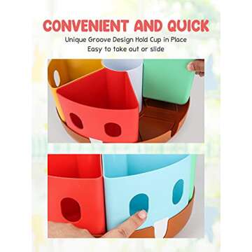 GAMENOTE Rotating Art Supplies Organizer - Lazy Susan Office School Supply for Kids Desk Organization and Storage Homeschool Craft Caddy Classroom (Large)