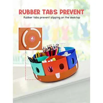 GAMENOTE Rotating Art Supplies Organizer - Lazy Susan Office School Supply for Kids Desk Organization and Storage Homeschool Craft Caddy Classroom (Large)