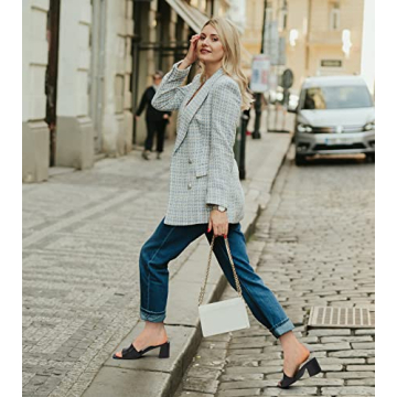 Stylish PIZZ ANNU Women's Square Open Toe Heels Sandals