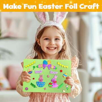 ZMLM Easter Crafts Gifts for Kids - Foil Art Mess Free Activity, Fun Easter Basket Stuffers, Gifts f...