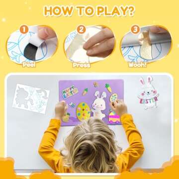 ZMLM Easter Crafts Gifts for Kids - Foil Art Mess Free Activity, Fun Easter Basket Stuffers, Gifts for Ages 4 5 6 7 8 9 10 11 12 Girls Boys, Creative Arts and Crafts Kits Games Toys for Kids