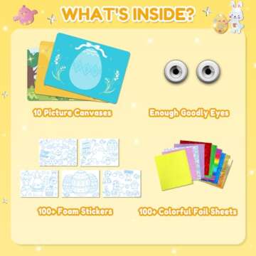 ZMLM Easter Crafts Gifts for Kids - Foil Art Mess Free Activity, Fun Easter Basket Stuffers, Gifts for Ages 4 5 6 7 8 9 10 11 12 Girls Boys, Creative Arts and Crafts Kits Games Toys for Kids