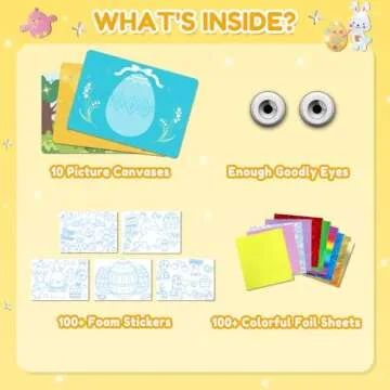 ZMLM Easter Crafts Gifts for Kids - Foil Art Mess Free Activity, Fun Easter Basket Stuffers, Gifts for Ages 4 5 6 7 8 9 10 11 12 Girls Boys, Creative Arts and Crafts Kits Games Toys for Kids