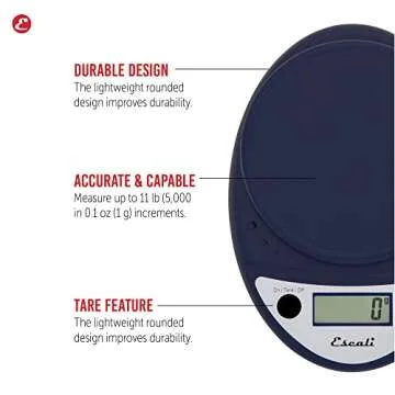 Escali Primo Digital Food Scale Multi-Functional Kitchen Scale and Baking Scale for Precise Weight M...