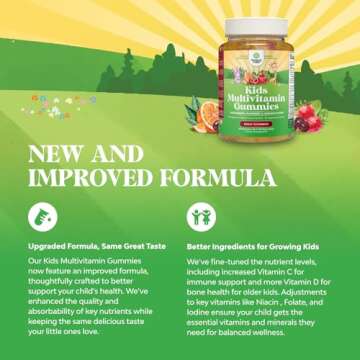 Plant Based Kids Multivitamin Gummies - Multivitamin for Kids Immunity Support Gummies with Vitamins A C D3 E B and Zinc Gelatin and Gluten Free Non-GMO Kids Vitamins Gummy Multivitamin Formula 90ct