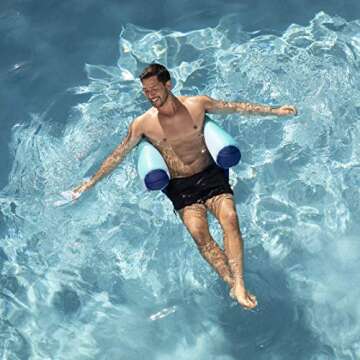 Big Joe Noodle Sling No Inflation Needed Pool Seat with Armrests, Fade Aqua Double Sided Mesh, Quick Draining Fabric, 3 feet