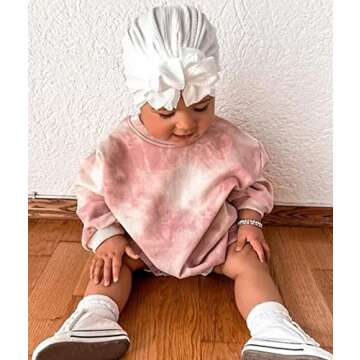MERSARIPHY Baby Girl Sweatshirt Romper Tie Dyed Infant Girl Bodysuit Sweater Tops Fall Winter Clothes (Pink tie-dyed, 12-18 Months)
