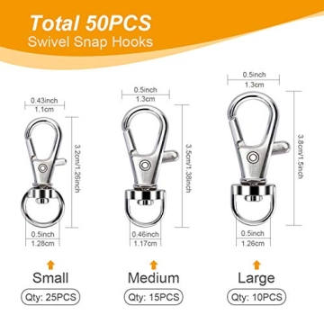 100PCS Swivel Snap Hooks with Key Rings for Crafts