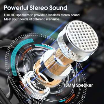 OYIB Wireless Earbuds Bluetooth 5.4 Headphones Sport, Stereo Deep Bass Bluetooth Earbuds with Earhoo...