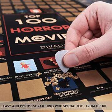 Top 100 Horror Movies Scratch off Poster - Large Cinema Scratchable Poster - Horrors of all Time Buc...
