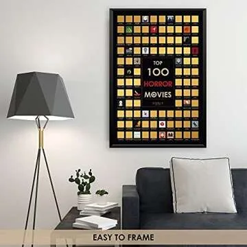 Top 100 Horror Movies Scratch off Poster - Large Cinema Scratchable Poster - Horrors of all Time Bucket List - Must See Movie Challenge - Essential Horrors Scratch off Calendars - Films to Watch