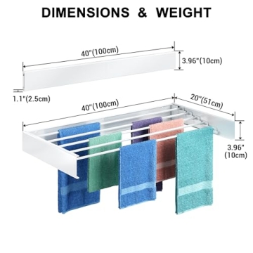 KENVC 40" Wall Mounted Drying Rack - Collapsible and Durable