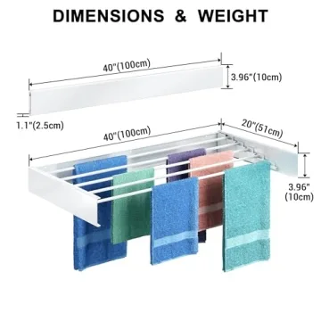 KENVC 40" Wall Mounted Drying Rack - Collapsible and Durable