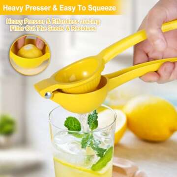 TEZZ Lemon Squeezer, Premium Large Heavy Duty Handhelp Juicer for Lemon, Metal Hand Press Citrus Jui...