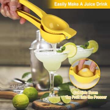 TEZZ Lemon Squeezer, Premium Large Heavy Duty Handhelp Juicer for Lemon, Metal Hand Press Citrus Juicer, Lime Squeezer Bar Tool, Manual Citrus Press