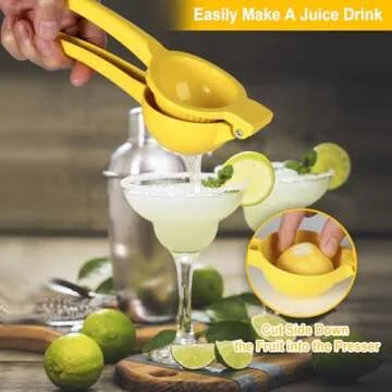 TEZZ Lemon Squeezer, Premium Large Heavy Duty Handhelp Juicer for Lemon, Metal Hand Press Citrus Juicer, Lime Squeezer Bar Tool, Manual Citrus Press