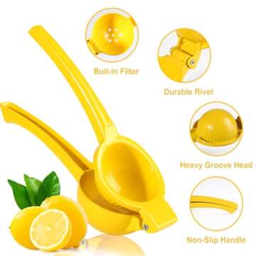 TEZZ Lemon Squeezer, Premium Large Heavy Duty Handhelp Juicer for Lemon, Metal Hand Press Citrus Juicer, Lime Squeezer Bar Tool, Manual Citrus Press