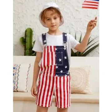 OeyFnbmO Kids 4th of July American Flag Overalls