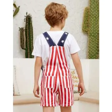 OeyFnbmO Kids 4th of July American Flag Overalls
