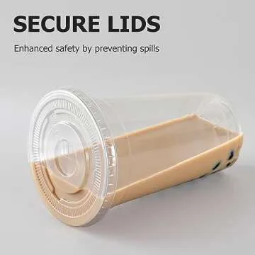 AOZITA 100 Pack, 16 Oz Plastic Cups With Lids and Straws, Iced Coffee Cups With Lids Disposable Clear Cups With Lids - for Iced Coffee, Smoothie, Milkshake and Cold Drinks