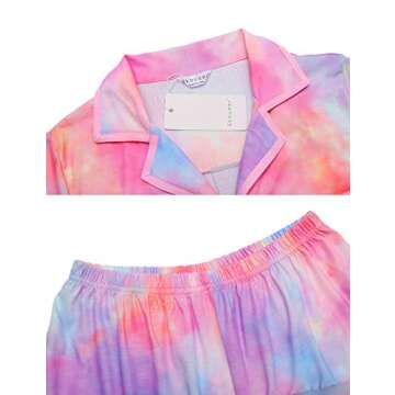 Ekouaer Women's Pajama Sets Button-Down Pj Set Sleepwear Shirt and Shorts Two Piece Lounge Sets