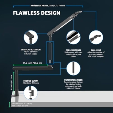 Adjustable IXTECH 360° Swivel Mic Arm for Studio Use