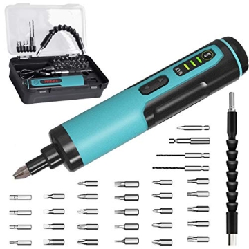 Electric Screwdriver Kiprim 4V Rechargeable Adjustable Torque Cordless Screwdriver Gun with 33 Magne...