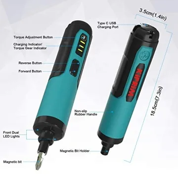 Rechargeable Kiprim 4V Electric Screwdriver with 33 Bits Set