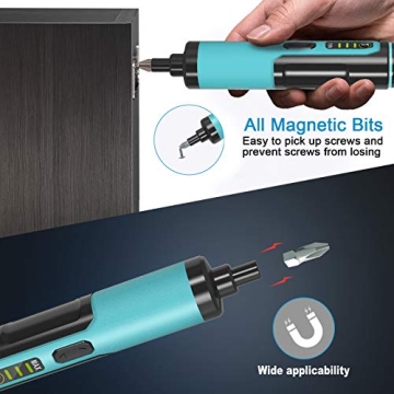 Rechargeable Kiprim 4V Electric Screwdriver with 33 Bits Set