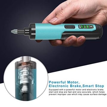 Rechargeable Kiprim 4V Electric Screwdriver with 33 Bits Set