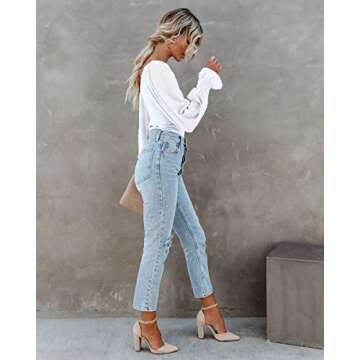 Berryou Women's Scoop Neck Puff Sleeve Bodysuit