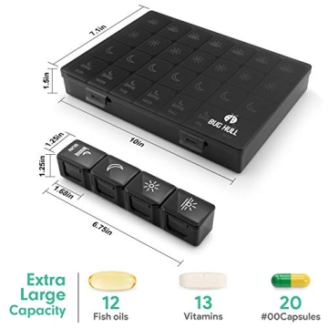 XL Pill Organizer 4 Times Daily for Vitamins & Medications