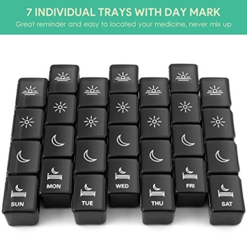 XL Pill Organizer 4 Times Daily for Vitamins & Medications