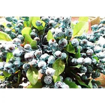 Mistari 10 Pack Artificial Flowers California Faux Blueberries Artificial Stems for Decorating Blueberry Picks Fruit Fake Silk Flowers Home Decorative Party Wedding (Blue)