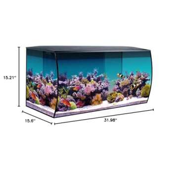 Fluval Flex 32.5 Marine Salt Water Aquarium Kit - Fish Tank for Fish, Coral & More - Comes with LED Lights, Filtration System & More - 32.5" x 15.75" x 15.35" - 123 L, 32.5 Gal. - Black