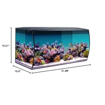 Fluval Flex 32.5 Marine Salt Water Aquarium Kit - Fish Tank for Fish, Coral & More - Comes with LED Lights, Filtration System & More - 32.5" x 15.75" x 15.35" - 123 L, 32.5 Gal. - Black