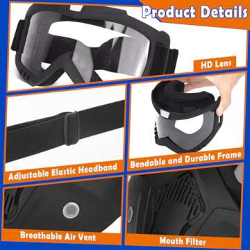 POKONBOY 2 Pack Detachable Masks, Tactical Mask with Goggles Compatible with Nerf Rival, Apollo, Zeus, Khaos, Atlas, & Artemis Blasters Rival Mask (Black & White)