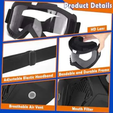 POKONBOY 2 Pack Detachable Masks, Tactical Mask with Goggles Compatible with Nerf Rival, Apollo, Zeus, Khaos, Atlas, & Artemis Blasters Rival Mask (Black & White)