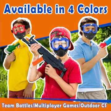 POKONBOY 2 Pack Detachable Masks, Tactical Mask with Goggles Compatible with Nerf Rival, Apollo, Zeus, Khaos, Atlas, & Artemis Blasters Rival Mask (Black & White)